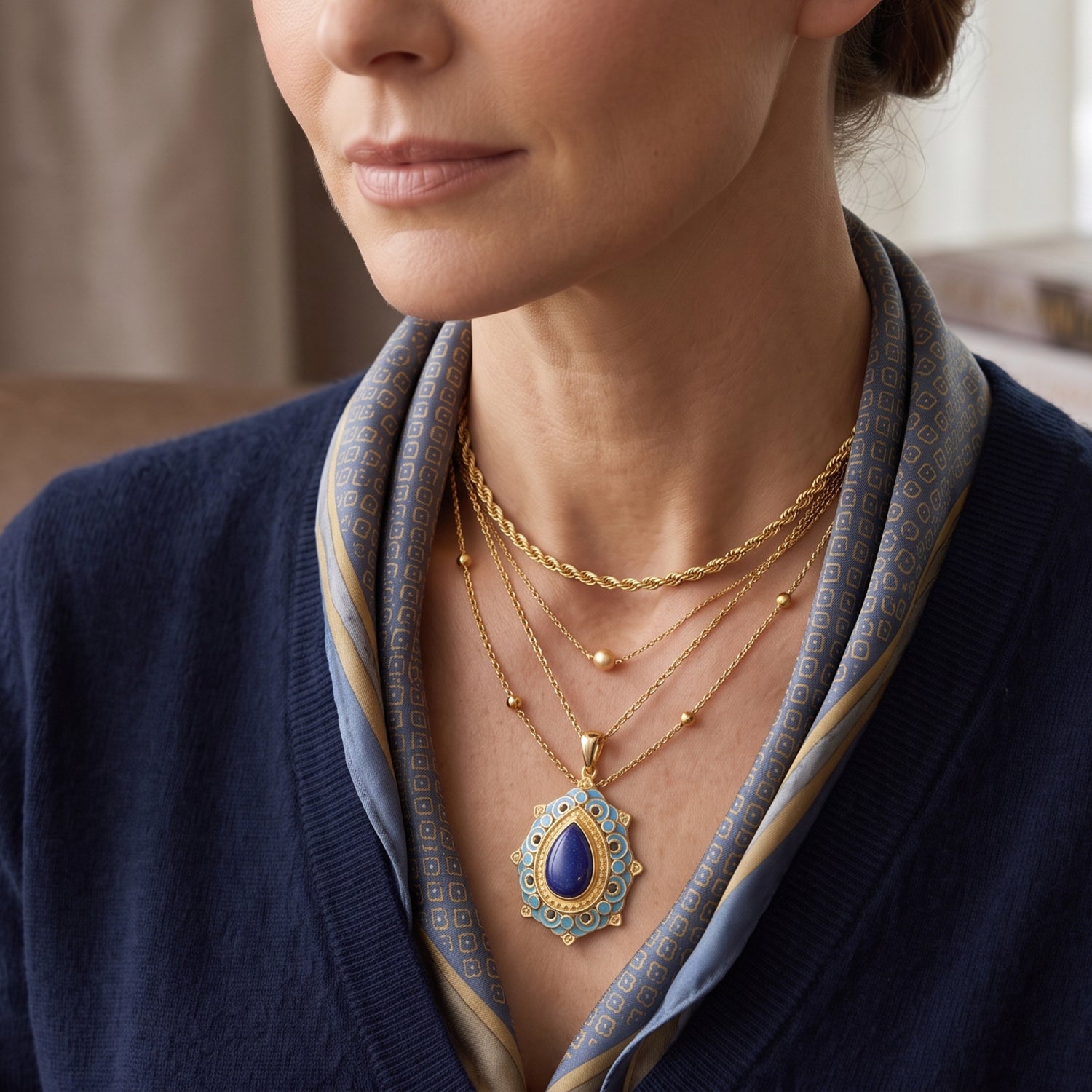EverTrue - Lapis Lazuli Pendant with Chain (Size 20) in Yellow Gold Tone 4.00 Ct. 4504682 2