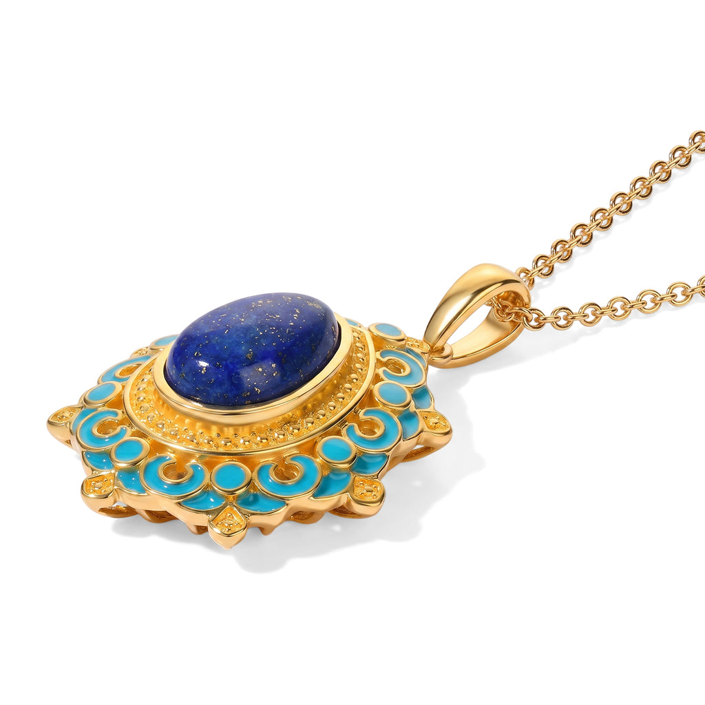 EverTrue - Lapis Lazuli Pendant with Chain (Size 20) in Yellow Gold Tone 4.00 Ct._4504682_3