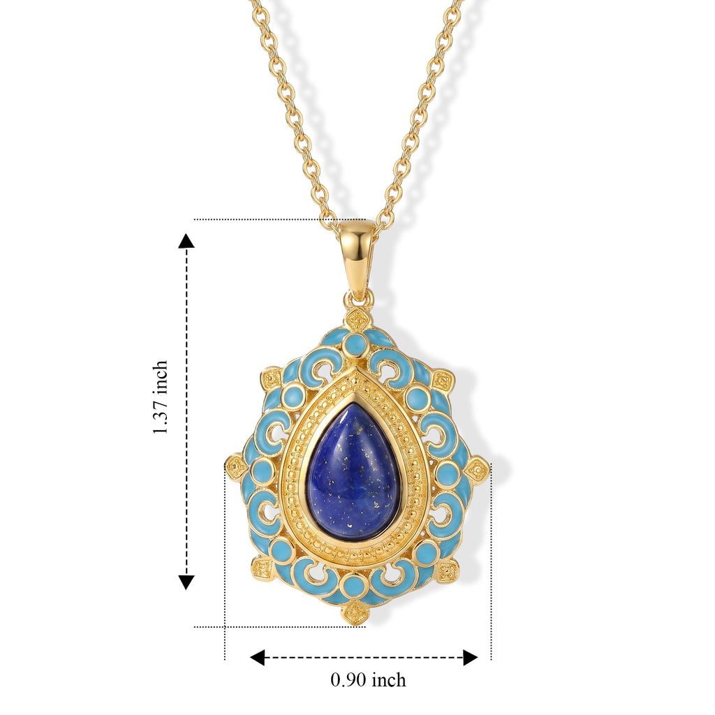 EverTrue - Lapis Lazuli Pendant with Chain (Size 20) in Yellow Gold Tone 4.00 Ct._4504682_4