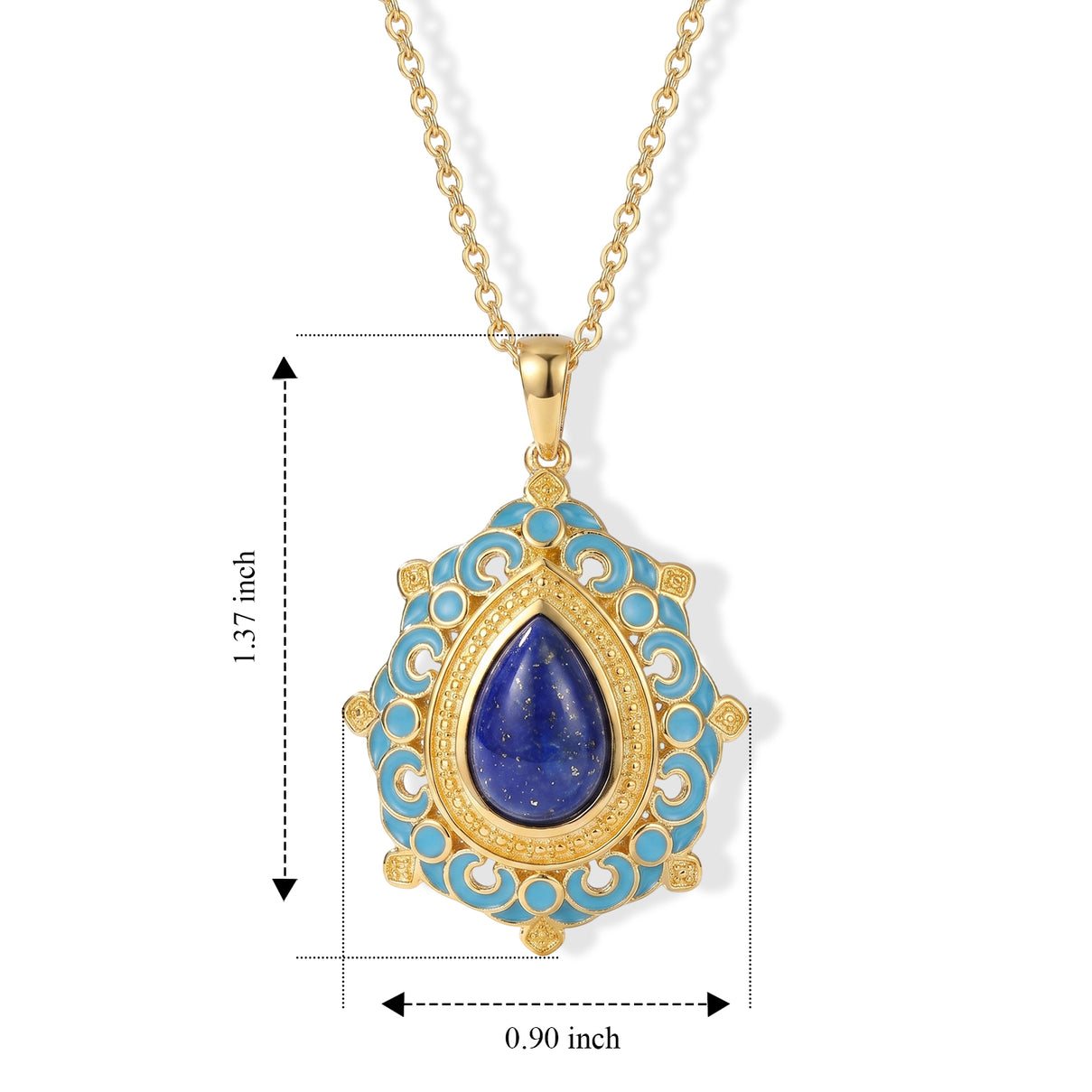 EverTrue - Lapis Lazuli Pendant with Chain (Size 20) in Yellow Gold Tone 4.00 Ct. 4504682 4