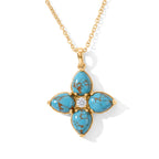 Blue Turquoise,  White Topaz Pendant with Chain (Size 20) Stainless Steel  0.18ct  8.180  Ct._4504769
