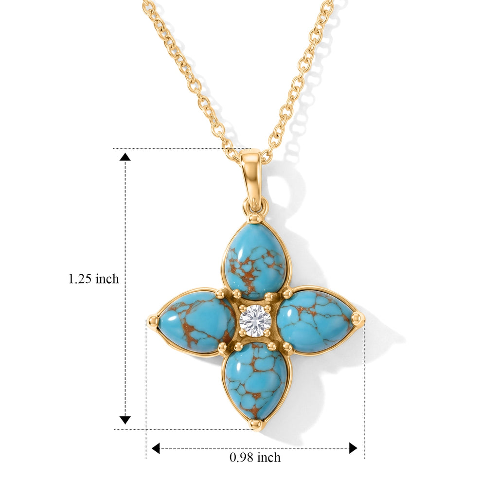 Blue Turquoise,  White Topaz Pendant with Chain (Size 20) Stainless Steel  0.18ct  8.180  Ct._4504769_4