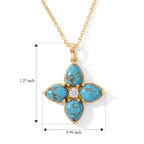 Blue Turquoise,  White Topaz Pendant with Chain (Size 20) Stainless Steel  0.18ct  8.180  Ct._4504769_4
