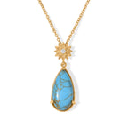 Blue Turquoise,  White Zircon Pendant with Chain (Size 20) Stainless Steel  0.04ct  12.040  Ct._4504771