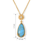 Blue Turquoise,  White Zircon Pendant with Chain (Size 20) Stainless Steel  0.04ct  12.040  Ct._4504771_4