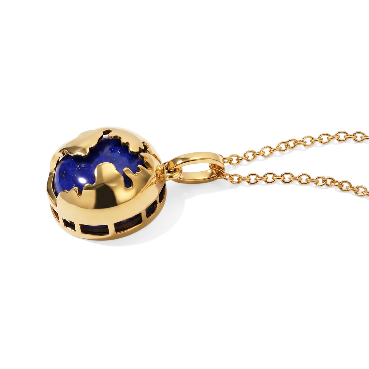 EverTrue - Lapis Lazuli Globe Pendant with Chain (Size 20) in Yellow Gold Tone 10.80 Ct. V32564450 4