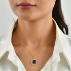 EverTrue - Lapis Lazuli & White Zircon Pendant with Chain (Size 20) in Yellow Gold Tone 5.04 Ct._4504794_1