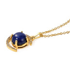EverTrue - Lapis Lazuli & White Zircon Pendant with Chain (Size 20) in Yellow Gold Tone 5.04 Ct._4504794_3