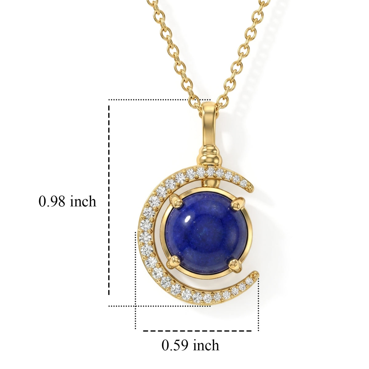 EverTrue - Lapis Lazuli &amp; White Zircon Pendant with Chain (Size 20) in Yellow Gold Tone 5.04 Ct. V32562991 4