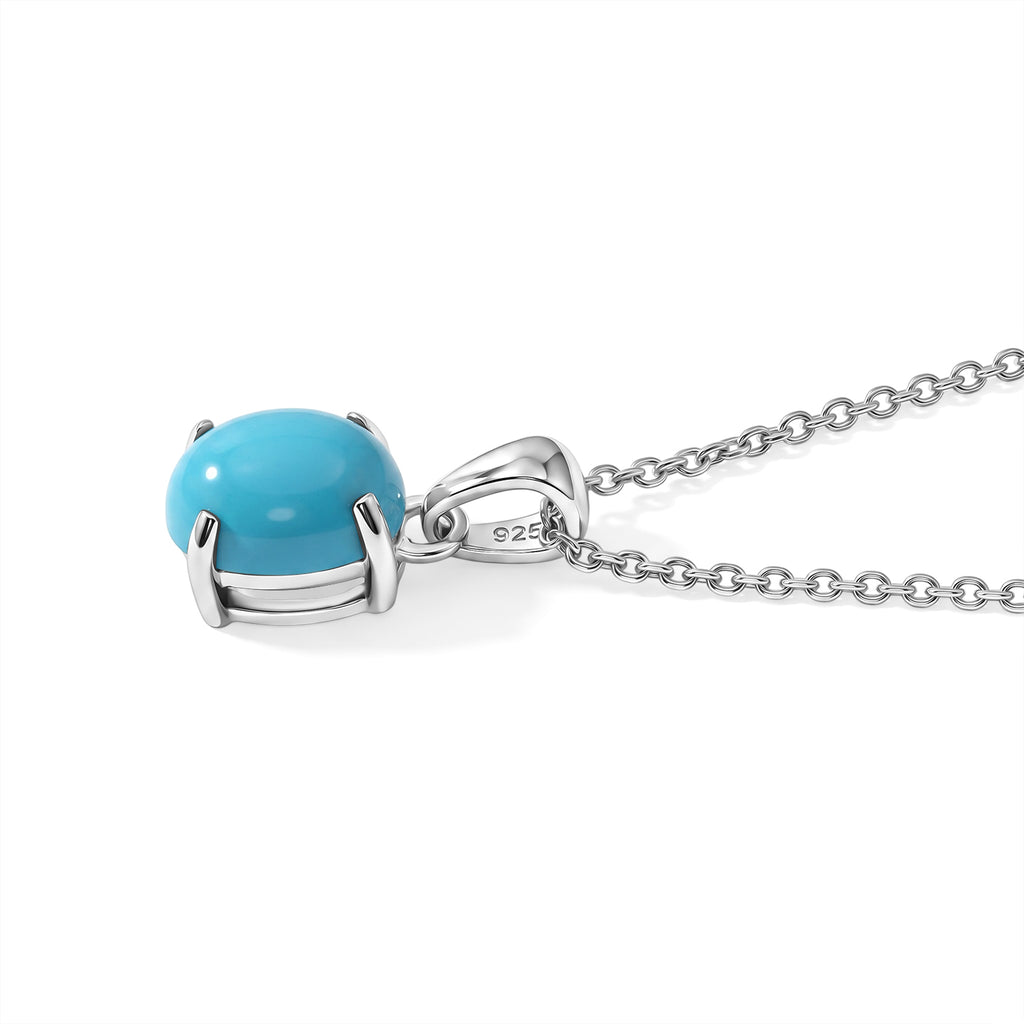 Blue Turquoise Pendant with Chain (Size 20) in Rhodium Overlay Sterling Silver  1.200  Ct._4505032_3