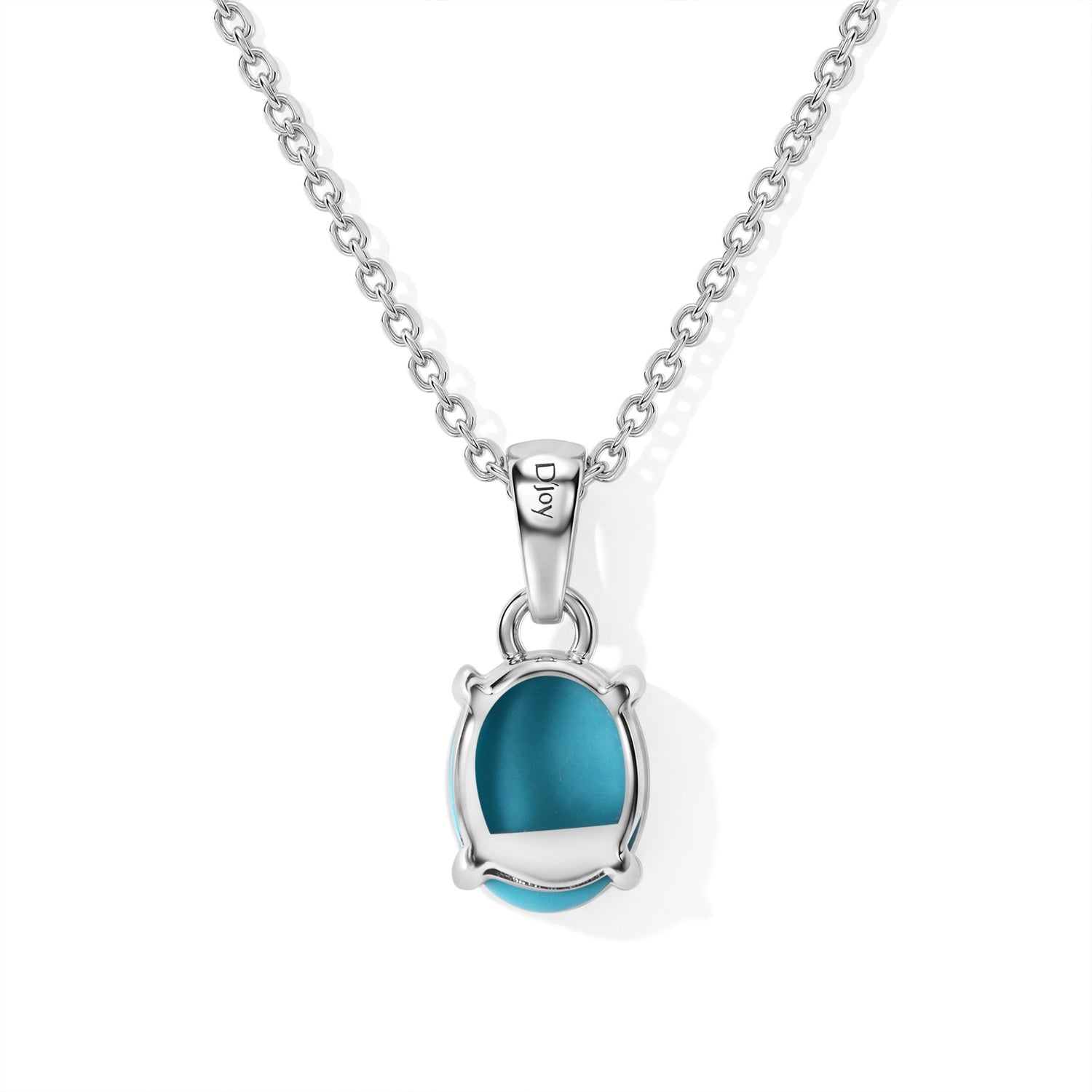 Blue Turquoise Pendant with Chain (Size 20) in Rhodium Overlay Sterling Silver  1.200  Ct. 4505032 4