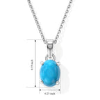 Blue Turquoise Pendant with Chain (Size 20) in Rhodium Overlay Sterling Silver  1.200  Ct._4505032_5
