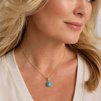 Blue Turquoise Pendant with Chain (Size 20) Mix Metal  1.200  Ct._4505033_1