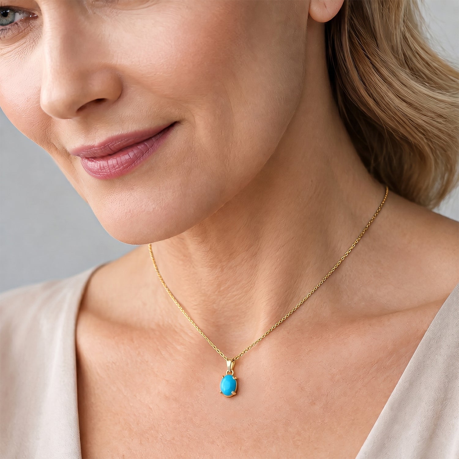 Blue Turquoise Pendant with Chain (Size 20) Mix Metal  1.200  Ct. 4505033 2