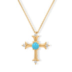 Blue Turquoise,  White Zircon Pendant with Chain (Size 20) Mix Metal 0.08 ct  0.370  Ct._4505034