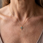 Blue Turquoise,  White Zircon Pendant with Chain (Size 20) Mix Metal 0.08 ct  0.370  Ct._4505034_1