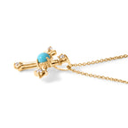Blue Turquoise,  White Zircon Pendant with Chain (Size 20) Mix Metal 0.08 ct  0.370  Ct._4505034_3