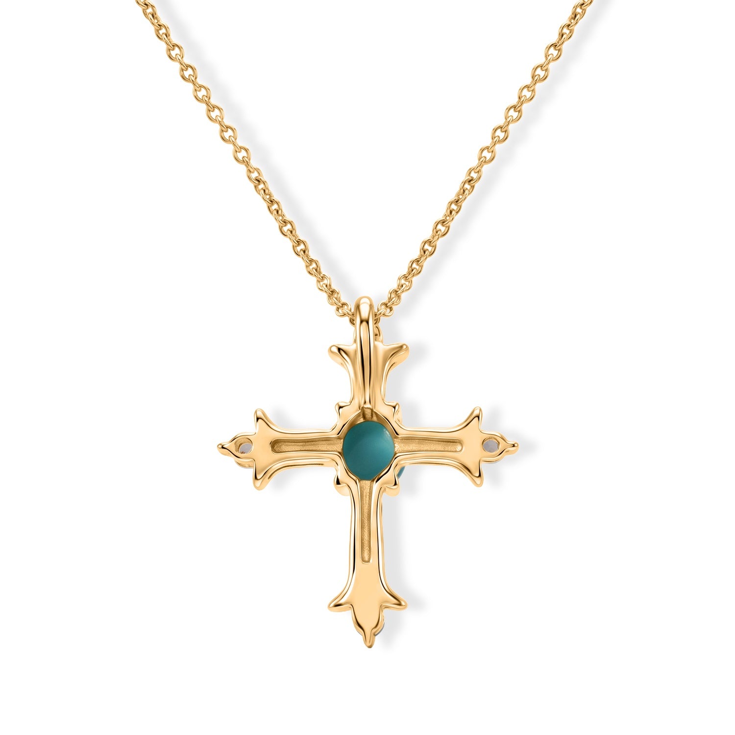 Blue Turquoise,  White Zircon Pendant with Chain (Size 20) Mix Metal 0.08 ct  0.370  Ct. 4505034 4