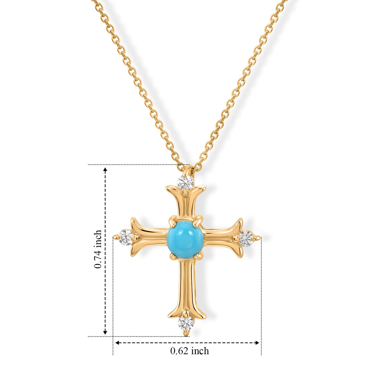 Blue Turquoise,  White Zircon Pendant with Chain (Size 20) Mix Metal 0.08 ct  0.370  Ct. 4505034 5