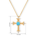 Blue Turquoise,  White Zircon Pendant with Chain (Size 20) Mix Metal 0.08 ct  0.370  Ct._4505034_5