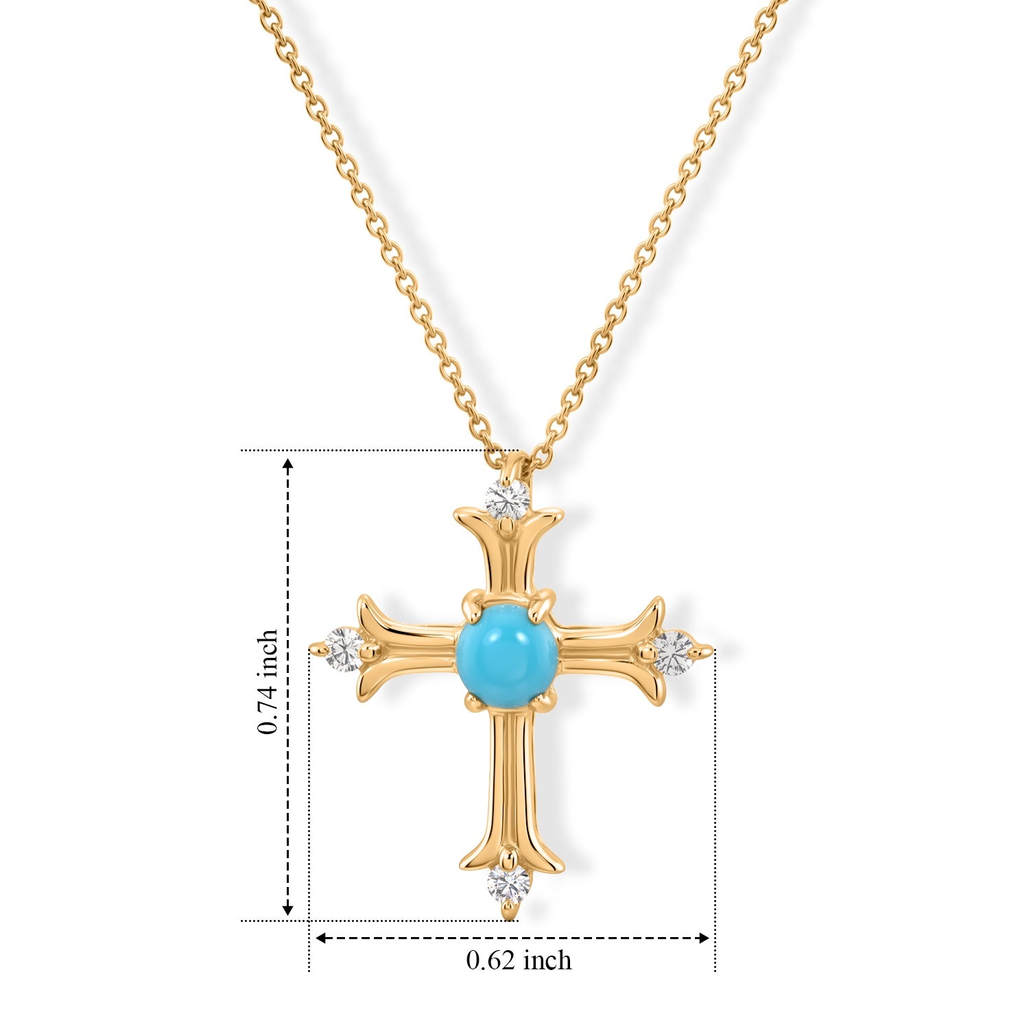 Blue Turquoise,  White Zircon Pendant with Chain (Size 20) Mix Metal 0.08 ct  0.370  Ct. 4505034 5
