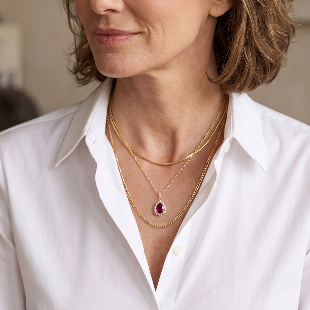 D'Joy - African Ruby & White Zircon Pendant with Chain (Size 20) in Yellow Gold Plated Sterling Silver 1.80 Ct._4505104_2