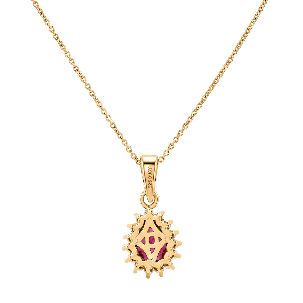 D'Joy - African Ruby & White Zircon Pendant with Chain (Size 20) in Yellow Gold Plated Sterling Silver 1.80 Ct._4505104_4