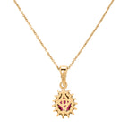 D'Joy - African Ruby & White Zircon Pendant with Chain (Size 20) in Yellow Gold Plated Sterling Silver 1.80 Ct._4505104_4