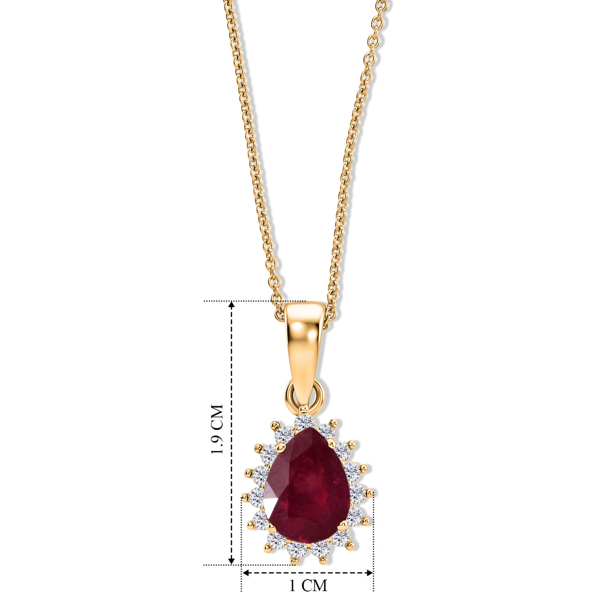 D'Joy - Premium African Ruby &amp; White Zircon Halo Pendant with Chain (Size 20) in Yellow Gold Plated Sterling Silver 1.80 Ct. 4505104 5
