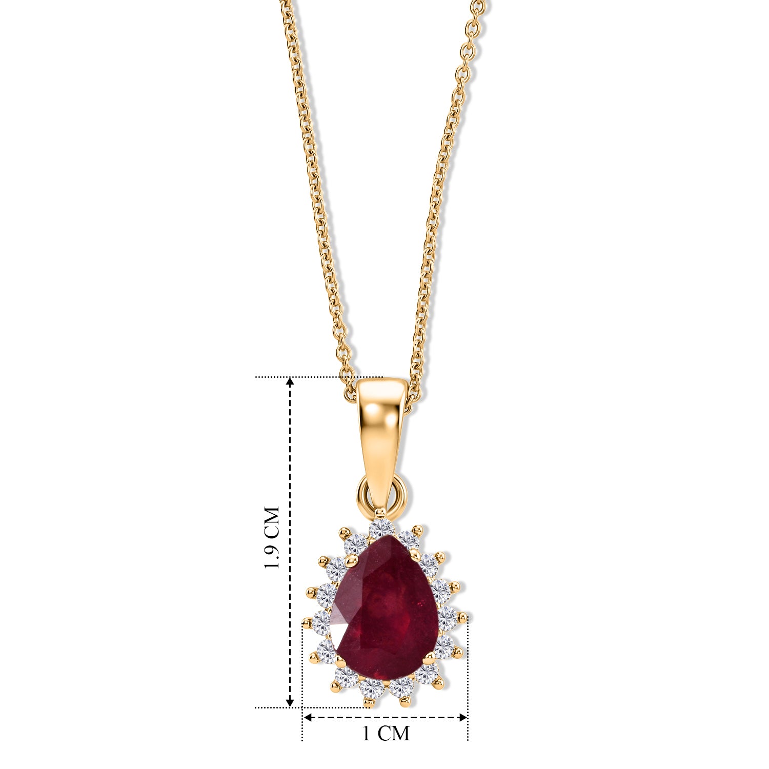 D'Joy - Premium African Ruby &amp; White Zircon Halo Pendant with Chain (Size 20) in Yellow Gold Plated Sterling Silver 1.80 Ct. 4505104 5