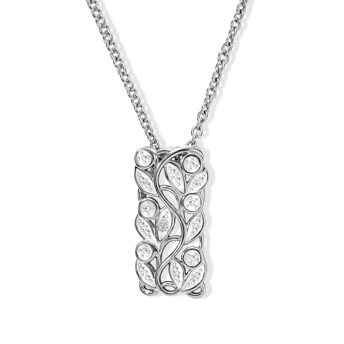 EverTrue - Natural White Diamond Leaf Vine Drop Pendant with Chain (Size 20) 4505143 0