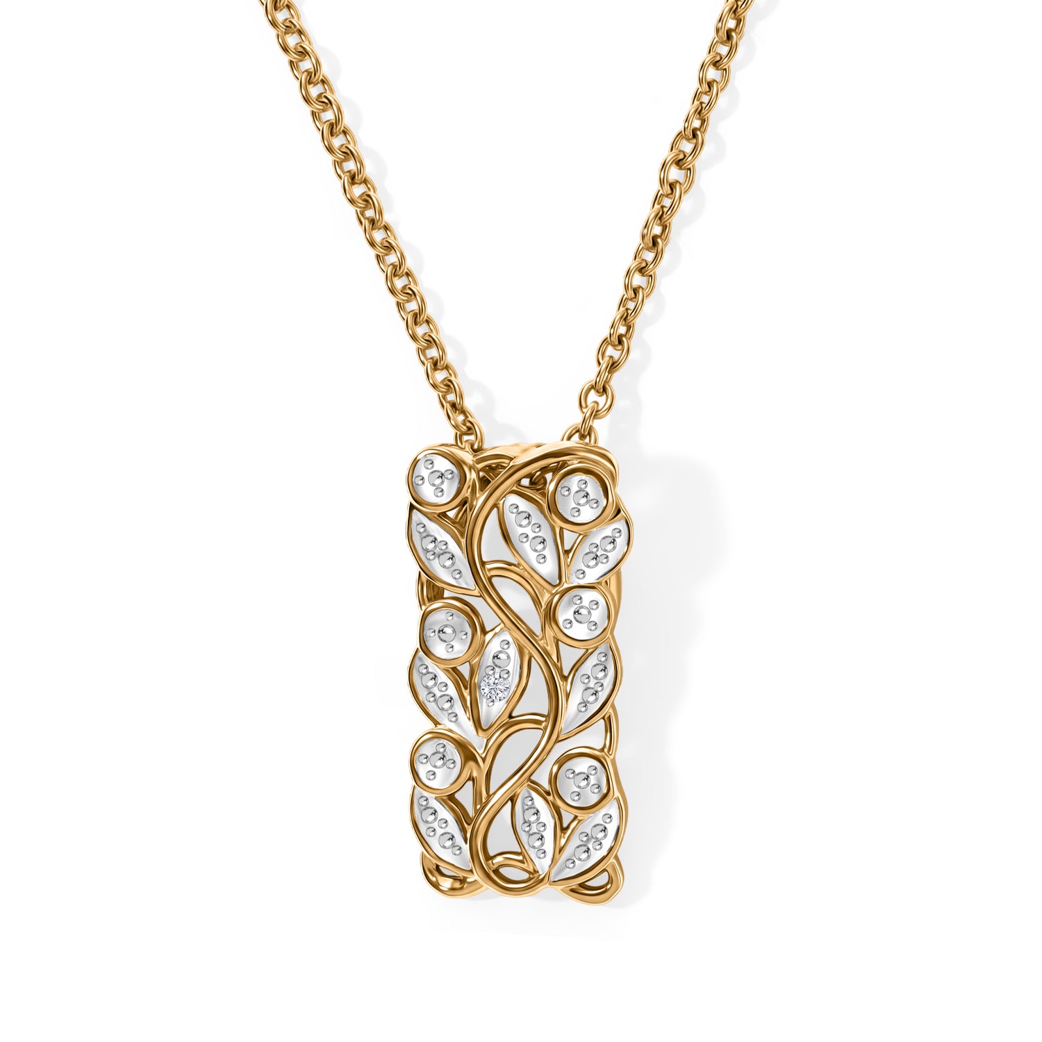 EverTrue - Natural White Diamond Leaf Vine Drop Pendant with Chain (Size 20) V32520393 0