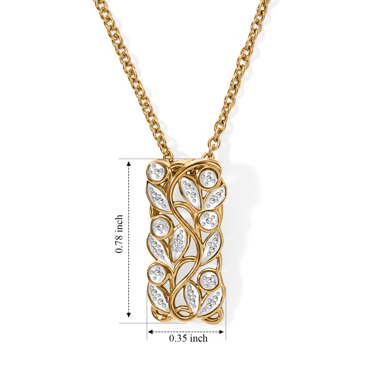 EverTrue - Natural White Diamond Leaf Vine Drop Pendant with Chain (Size 20) V32520393 4