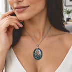 Abalone Shell & Cameo Pendant Cum Brooch with Chain (Size 20) 50.00 Ct._4505162_1