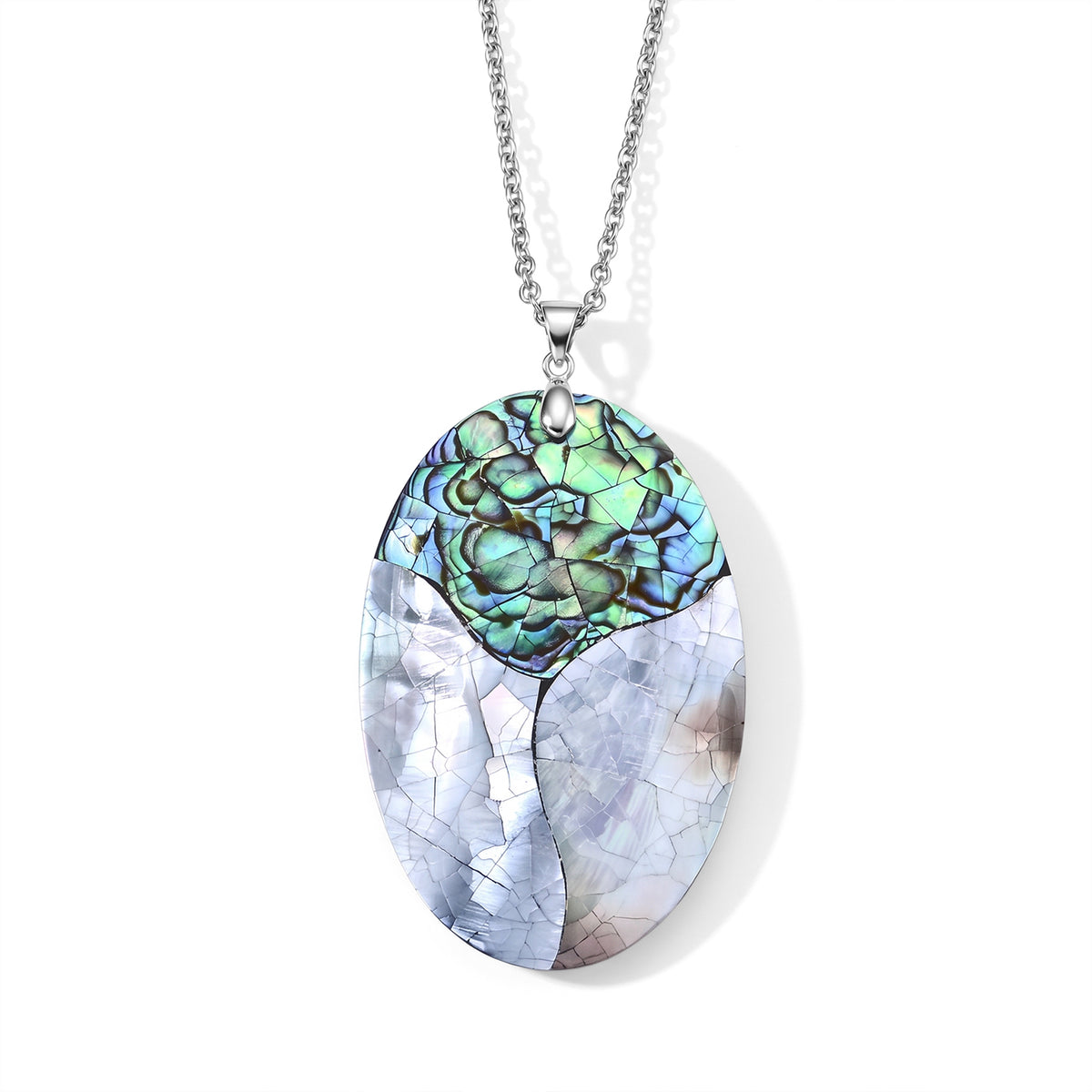 Abalone Shell &amp; Mother Of Pearl Pendant Cum Brooch with Chain (Size 20) 75.00 Ct. 4505164 0