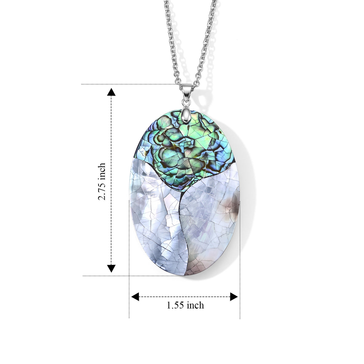 Abalone Shell &amp; Mother Of Pearl Pendant Cum Brooch with Chain (Size 20) 75.00 Ct. 4505164 5