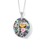 Abalone Shell, Pink Shell Pearl, Yellow Shell Pearl & Crystal Pendant Cum Brooch with Chain (Size 20) 31.00 Ct._4505165