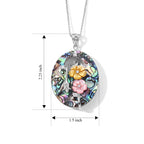 Abalone Shell, Pink Shell Pearl, Yellow Shell Pearl & Crystal Pendant Cum Brooch with Chain (Size 20) 31.00 Ct._4505165_5
