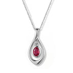 Lucy Q - African Ruby Solitaire Pendant with Chain (Size 20) in Platinum Overlay Sterling Silver_4505269