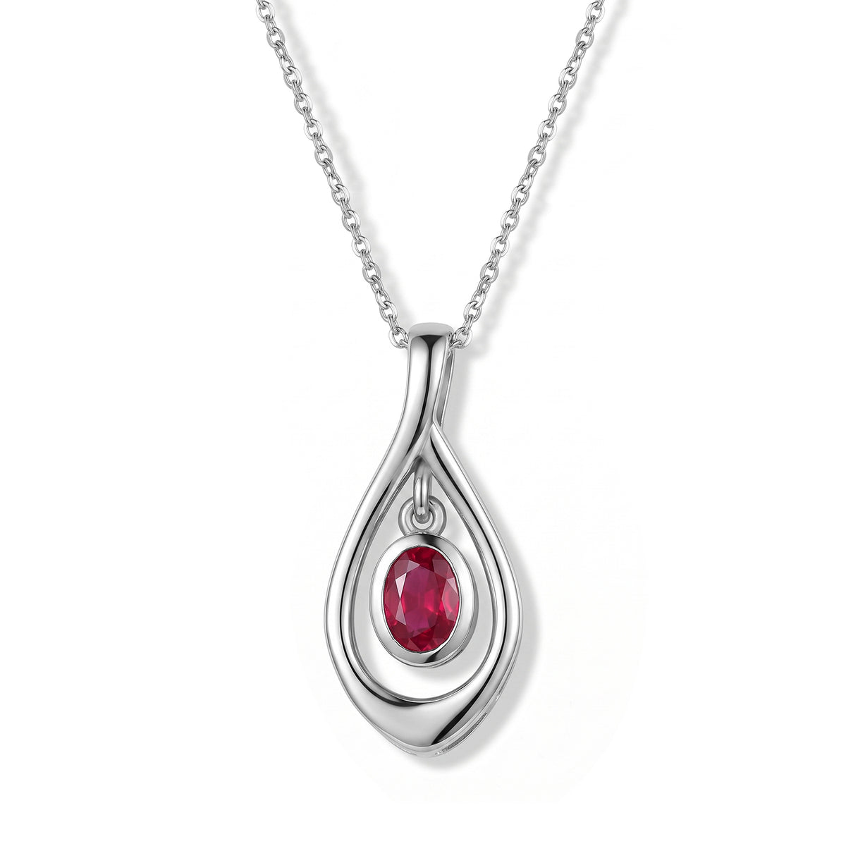 Lucy Q - African Ruby Solitaire Pendant with Chain (Size 20) in Platinum Overlay Sterling Silver V32534852 0