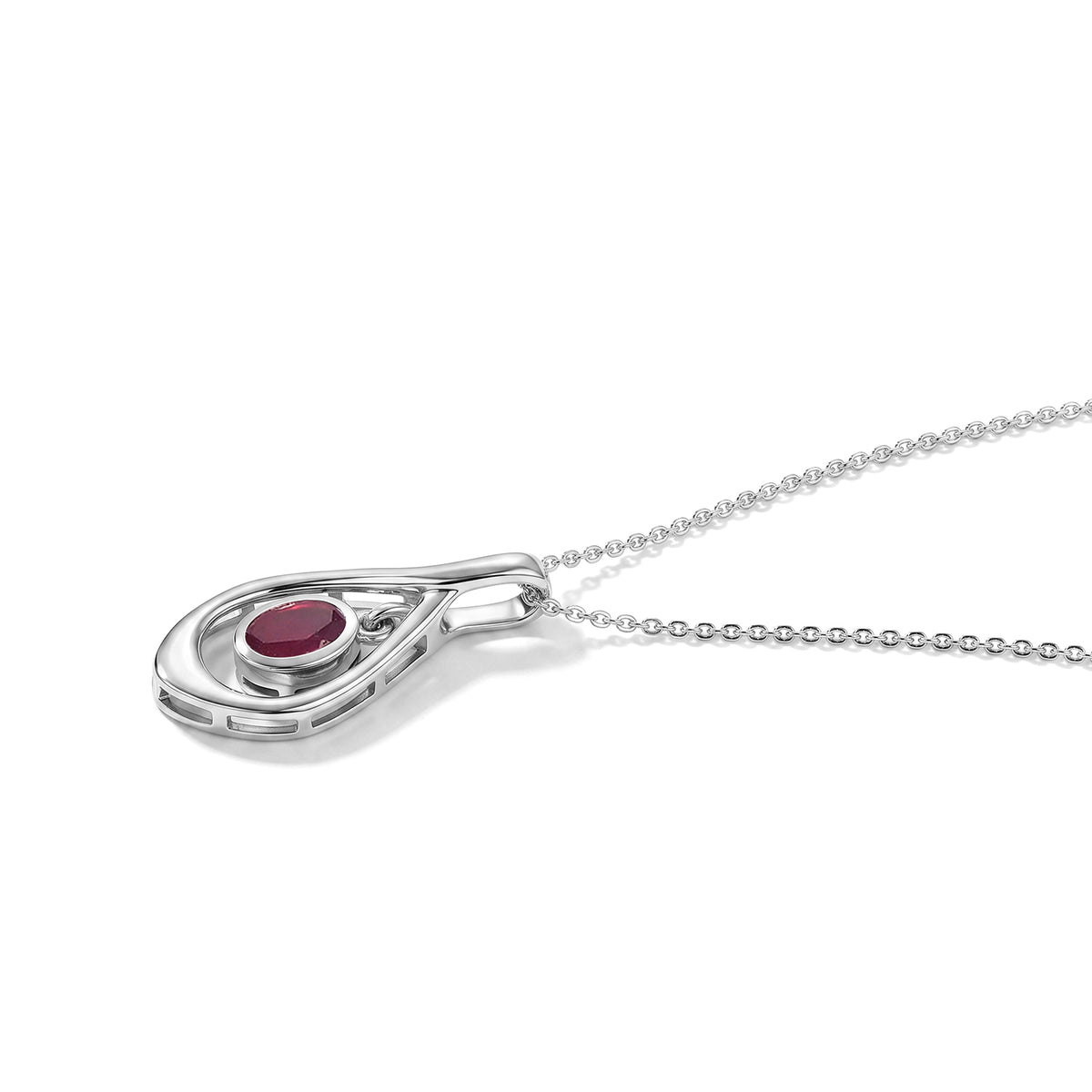 Lucy Q - African Ruby Solitaire Pendant with Chain (Size 20) in Platinum Overlay Sterling Silver V32534852 4