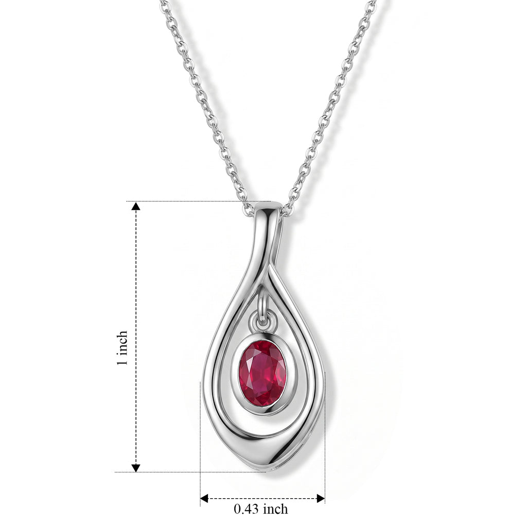 Lucy Q - African Ruby Solitaire Pendant with Chain (Size 20) in Platinum Overlay Sterling Silver_4505269_4