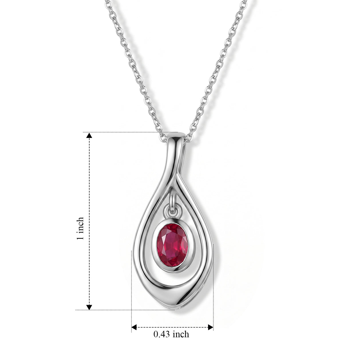 Lucy Q - African Ruby Solitaire Pendant with Chain (Size 20) in Platinum Overlay Sterling Silver V32534852 5