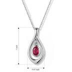 Lucy Q - African Ruby Solitaire Pendant with Chain (Size 20) in Platinum Overlay Sterling Silver_4505269_4