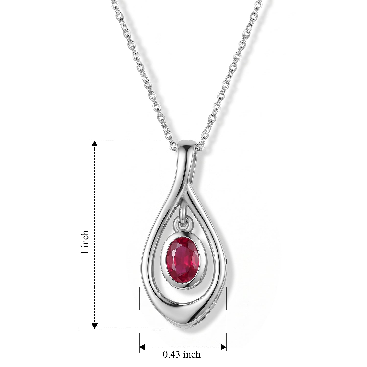 Lucy Q - African Ruby Solitaire Pendant with Chain (Size 20) in Platinum Overlay Sterling Silver V32534852 5