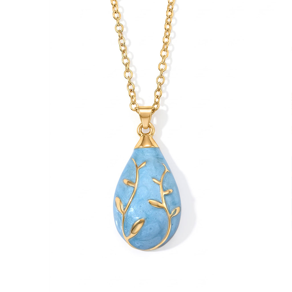 Set of 2 - Leaf Vine Enameled Earring with Push Post & Pendant with Chain (Size 16+2 Ext) in Yellow Gold Tone_4505292_3
