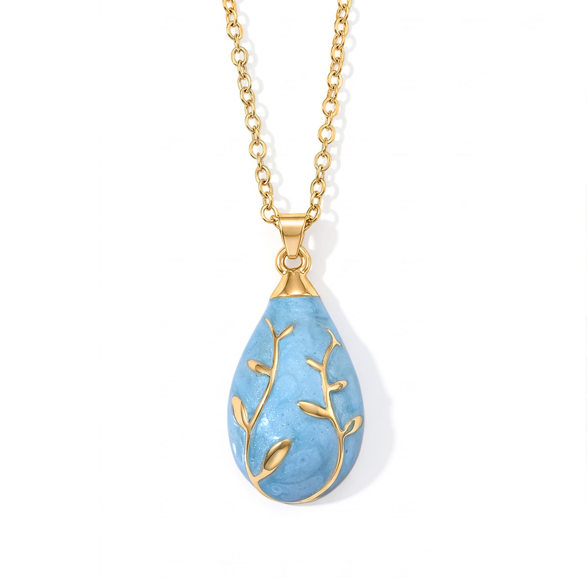 Set of 2 - Leaf Vine Enameled Earring with Push Post &amp; Pendant with Chain (Size 16+2 Ext) V32666897 4