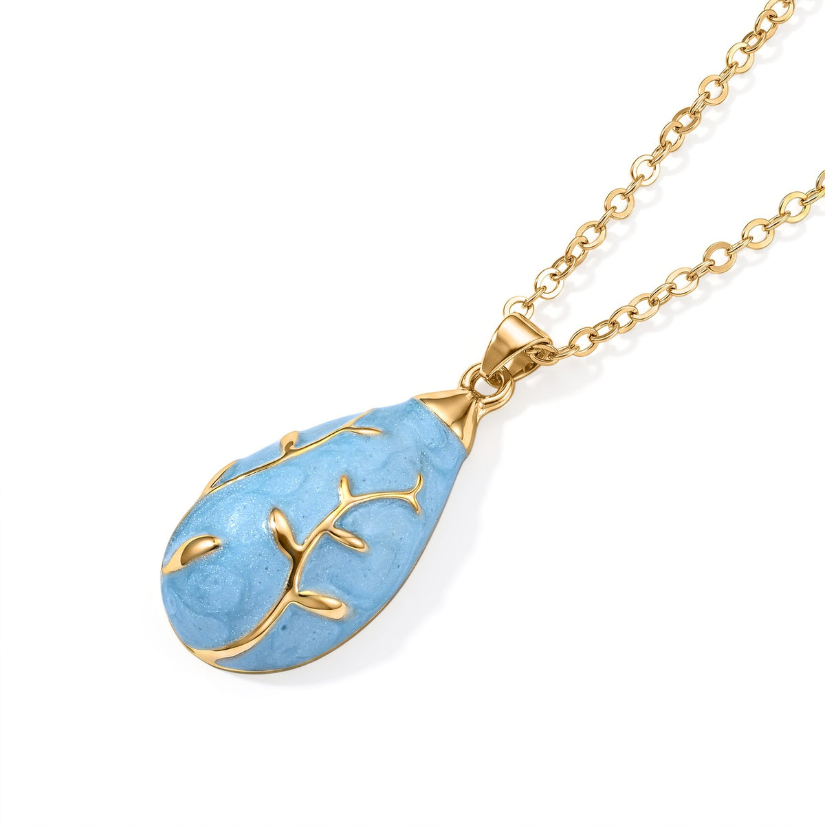 Set of 2 - Leaf Vine Enameled Earring with Push Post &amp; Pendant with Chain (Size 16+2 Ext) V32666897 5