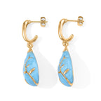 Set of 2 - Leaf Vine Enameled Earring with Push Post & Pendant with Chain (Size 16+2 Ext) in Yellow Gold Tone_4505292_5