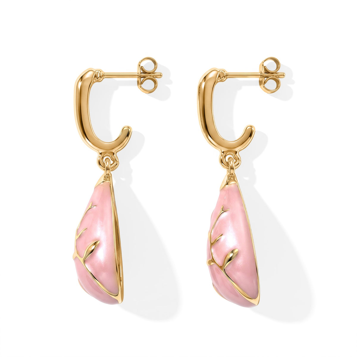 Set of 2 - Leaf Vine Enameled Earring with Push Post &amp; Pendant with Chain (Size 16+2 Ext) V32755574 6